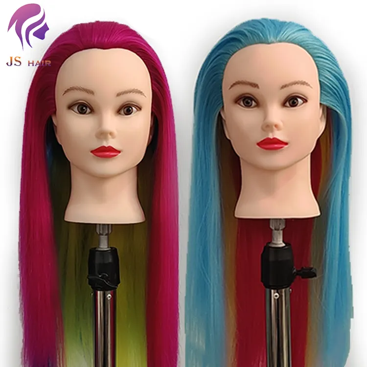 Neue ankunft lange haar puppen praxis dummy kopf 100% synthetische haar yaki glatte training mannequin kopf für friseur braid