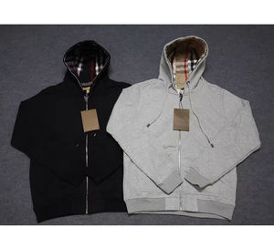 2025 फैशन प्रीमियम गुणवत्ता वाली होडी 100% कपास के प्लेड ज़िप को कढ़ाई वाले लोगो हुडी लक्जरी यूनिसेक्स हूडेड स्वीटशर्ट - Product Image 1