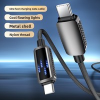 Kabel Data Pengisian Cepat PD LED Alumunium Alloy Nylon 60W Baru, Kompatibel dengan Ponsel IOS Tipe-C