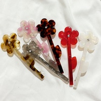 Barrette à cheveux élégante en acétate de fleurs, style français, polyvalente, faite à la main, pour printemps, avec frange mi-haute et queue de cheval, horizontale et droite