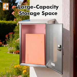 ステンレス製壁掛け屋外メールボックス スロット付き セキュリティ防水 盗難防止 13L容量 キーロック式 文書用 - Product Image 2