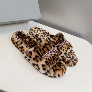 Women's Winter Warm Steel Toe Platform for Mink Fur Lining Sheepskin Midsole Comfortable <b>Slide</b> Design Flower Embroidery - Product Image 1