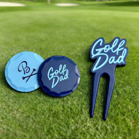 Fourche de golf en alliage de zinc de haute qualité, finition nickel noir, logo émaillé personnalisé, forme irrégulière, accessoire de golf, vente en gros