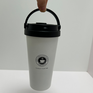 17oz 500ml <b>Double</b> <b>Wall</b> Stainless Steel Coffee Tumbler Cup with Portable Handle Lid Custom Logo - Product Image 4