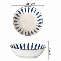 Bol en céramique japonais style pluie de météores, pour ramen domestique, grand bol à soupe, couleur sous glaçure, 8 pouces