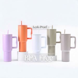 Vaso Térmico de Acero Inoxidable de 40oz, Aislamiento al Vacío de Doble Pared, Taza de Viaje con Asa y Popote, Logotipo Personalizado, Libre de BPA, Antiderrames, para Coche - Product Image 2