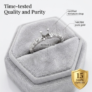 Bague de fiançailles intemporelle en or blanc massif 18 carats avec diamant naturel 0,50 ct, monture classique à 4 griffes partagées, fournisseur fiable - Product Image 3