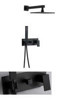 Système de douche pluie moderne en laiton haute pression, mitigeur mural 2 voies à poignée unique, ensemble combiné noir pour salle de bain