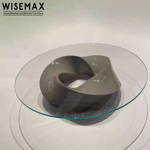 Wisemax โต๊ะกาแฟทรงกลมใหม่2023เฟอร์นิเจอร์ห้องนั่งเล่นกระจกนิรภัยโปร่งใสโต๊ะน้ำชาฐานไฟเบอร์กลาส - Product Image 5