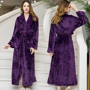 Albornoz largo <span class=keywords><strong>de</strong></span> franela con cuello para mujer <span class=keywords><strong>y</strong></span> hombre, ropa <span class=keywords><strong>de</strong></span> dormir cálida para parejas, bata <span class=keywords><strong>de</strong></span> noche <span class=keywords><strong>de</strong></span> <span class=keywords><strong>seda</strong></span> satinada <span class=keywords><strong>de</strong></span> manga larga - Product Image 3