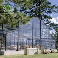 Tente Atrium commerciale côtés en verre clair PVC toit noir enduit cadre en aluminium orangerie serre mariage chapiteau tente