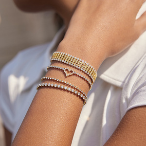 Bracelet Tennis en Alliage de Zinc Plaqué Or 18K, Motif Lignes Géométriques, Sertissage en Canal, Zircon Jaune, Bijou Tendance, Cadeau pour Toute Occasion - Product Image 2