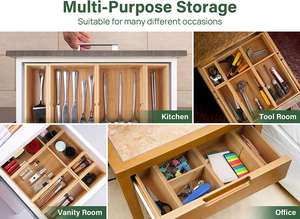 Multi-functional Kitchen <b>Drawer</b> Organizer Bamboo <b>Drawer</b> Organizer Set for Silverware Flatware Kitchen Utensils and Office - Product Image 6