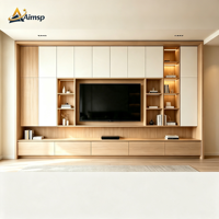 Meuble TV Modulaire Moderne Sur Mesure, Unité Murale LED en Bois Façonnée, Conforme CE TSCA CARB2, Solution pour Projet de Villa