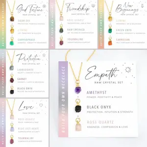 Empath Bescherming Ketting Natuurlijke Ruwe Kristallen Set Charme Ketting Genezing Crystal Zomer Sieraden Cadeau Vrouwen