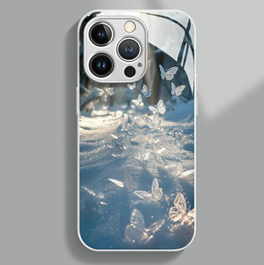 Dream เคสฝาหลังโทรศัพท์มือถือทำจากแก้วพิมพ์ลายผีเสื้อน้ำแข็งทำจาก TPU สำหรับ <span class=keywords><strong>iPhone</strong></span> 6 7 8 SE x XR XS 11 12 13 14 15 16 17 PRO MAX - Product Image 6