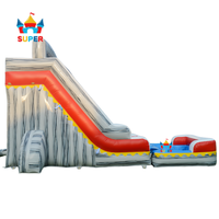 Toboggan aquatique gonflable direct usine avec piscine amovible, design gris marbré, aires de jeux aquatiques pour enfants pour l'été et les loisirs en plein air