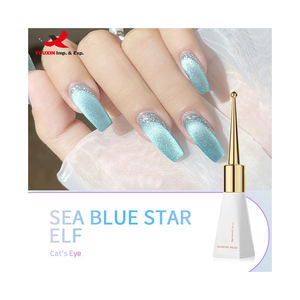 Vernis à ongles semi-permanent gel œil de chat 10 ml bleu à paillettes de verre, vente en gros d'usine à bas prix pour achats mixtes - Product Image 5