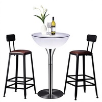 Table de cocktail LED rechargeable lumineuse avec télécommande, table de bar Slish pour événements, base en acier, 8 tailles (60/96 cm), pour fêtes et boîtes de nuit