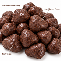 Fraises entières lyophilisées enrobées de chocolat noir, avec gomme arabique, prêtes à consommer, en vrac, pour la vente au détail, durée de conservation de 18 mois