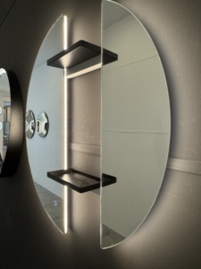 กระจกอาบน้ำสำหรับตกแต่งบ้านแบบทันสมัยไฟ LED รูปพระจันทร์ครึ่งดวงทรงกลมสวิตช์สัมผัสติดผนังกระจกห้องน้ำ - Product Image 3