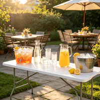 Table pliante en plastique de 180 cm (6 pieds), compacte, portable, rectangulaire, pour mariage, banquet, camping