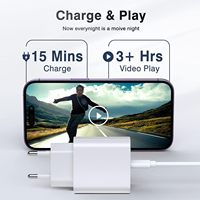Cargador de Pared PD de 20 W con Enchufe Europeo, Adaptador de Corriente Tipo C de Carga Rápida, Mini Cargador Portátil de Viaje, Cable Retráctil OTP para Móviles