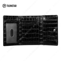 TILONSTAR TVW142 dompet kulit pola buaya, serat mikro kelas tinggi pola RFID minimalis dengan saku koin