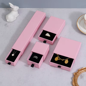 Custom Logo Slide Drawer Jewelry Paper <b>Box</b> Multi Sizes Velvet Lined <b>Gift</b> Packaging Case For Necklace Ring <b>Earring</b> Vanity Storage - Product Image 5