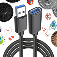 Câble d'extension USB 3.0 Type-C 3A Charge rapide 2m pour ordinateur portable PC TV PS4 Xbox One Disque dur Connecteur mâle femelle