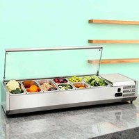 Unitech 1,5 m Vitrine Réfrigérée Commerciale de Comptoir en Acier Inoxydable pour Salades, Refroidissement Direct, 1 Porte, Dégivrage Manuel