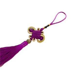 Pendentif en perles de nœud chinois de style chinois rouge à 8 pièces avec bordure dorée - Cadeau de nœud chinois de la prospérité pour la décoration de la maison et du salon - Product Image 6