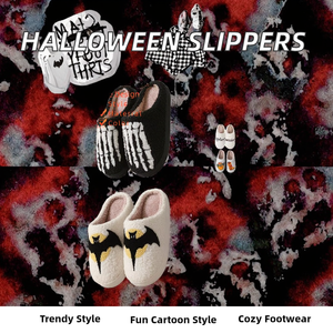 Chaussons d'Halloween en coton doux avec TPR, motifs : Œil maléfique, Lapin, Scream, Chat noir, Chauve-souris, Toile d'araignée, Citrouille, Fantôme - Product Image 2