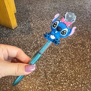 Penna Creativa con Immagine di Alieno Anime, Decorazione Diamantata, Cartone Animato Carino per Studenti, con Perline Nere, Penna Cartoon Stitch - Product Image 6