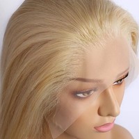 Perruque Lace Front Blonde 13x4 # Cheveux humains raides blonds 613