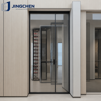 Puerta Corredera de Vidrio Moderna de Aleación de Aluminio, Diseño Plegable de Acero Inoxidable, Perfil Estrecho para Hotel, Oficina, Comercial