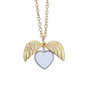 Nhà Máy Giá Trống Thăng Hoa Thiên Thần Wings Trang Sức Vòng Cổ Trái Tim Lockets Mặt Dây Chuyền Vòng Cổ