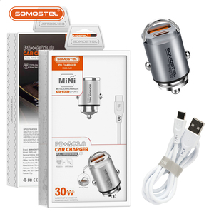 <span class=keywords><strong>Chargeur</strong></span> de voiture SOMOSTEL PD & QC 30W à charge rapide USB Type-C en aluminium pour voiture - Product Image 1