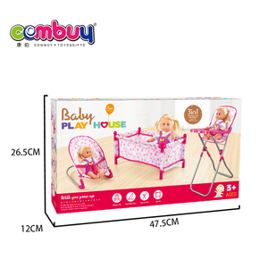 Maison <span class=keywords><strong>de</strong></span> jeu 3 en 1 jouet en plastique rose <span class=keywords><strong>lit</strong></span> chaise bébé <span class=keywords><strong>poupée</strong></span> ensemble - Product Image 5