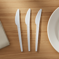 Couteau biodégradable et compostable Greenday, couverts jetables robustes en CPLA 6.5, fourchette et cuillère écologiques pour fêtes et pique-niques