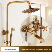 Ensemble de robinetterie de douche en laiton massif de style rétro français, avec pomme de douche grande pression, pour salle de bain à usage domestique, style mi-siècle