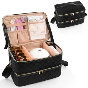 Nagellak Organizer Tas Nagellak Houder Reizen Draagbare Make-Up Opbergtas Dubbele Laag 50 Nagellak Flessen