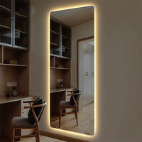 Espejo de cuerpo entero rectangular LED moderno iluminado, espejo de pie grande con interruptor táctil inteligente para sala de estar y decoración del hogar