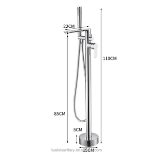 360 °   Grifo de Bañera Giratorio de Latón con <span class=keywords><strong>Ducha</strong></span> para Bañera Independiente, Montaje en Suelo, Grifo Mezclador Monomando para Bañera, Cromado - Product Image 4