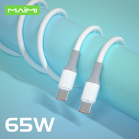Câble de charge rapide Maimi 3A en silicone 1m 65w USB-C pour téléphone mobile Android, câble de données Type C vers Type C