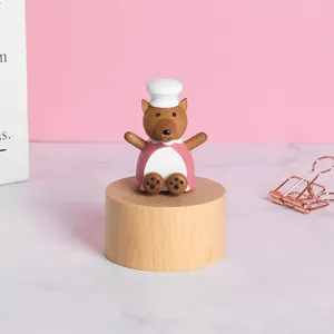 Tune Melody Creative Merry Go Round High Quality Wholesale Kitten Wooden Custom Toy Music Boxes For Kids