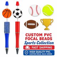 Breloques décoratives 2D en PVC personnalisées pour stylos, thèmes sportifs (Basketball, Football, Baseball), breloques trophées pour la personnalisation de stylos et les cadeaux d'équipe DIY