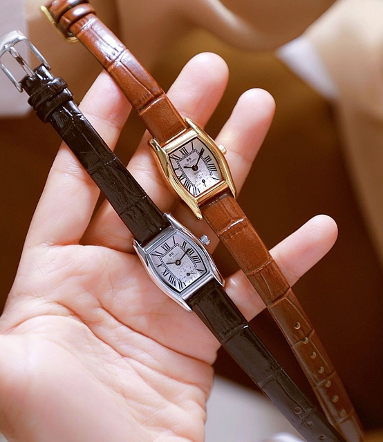 2024 New Fashion Trend Light Luxury Leather Belt Small Brown Steel Watch Women's Watch Temperament High Quality Accessories