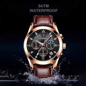 Per Poedagar 820 Sport di lusso retrò antico semplice orologio al quarzo alla moda quotidiano coreano in pelle di acciaio inossidabile - Product Image 6