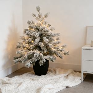 Sapin de Noël artificiel floqué de haute qualité, <span class=keywords><strong>personnalisé</strong></span>, écologique, en pot de petite taille, multicolore, à piles - Product Image 6